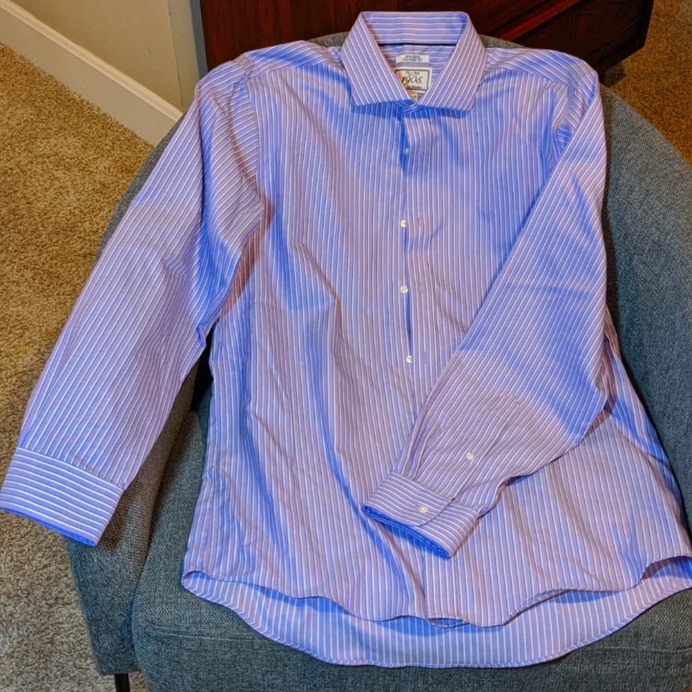 Jos. A Bank 16 1/2 x 35 Tailored Fit purple/blue stripe dress shirt